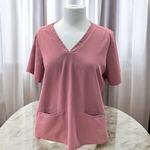 Figs Scrub Top Women’s Large Casma Three-Pocket Mauve Pink Medical Short Sleeve